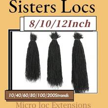 D8-12 Inch Sister Locs Human Hair Handmade Interlock Locs Curly Tips Sister Locs Real Human Hair Microlocs Extensions Permanent Dreadlock Extensions Natural Soft Looking 0.2cm10 Inch-10 Strands - 1B02cm - View 4