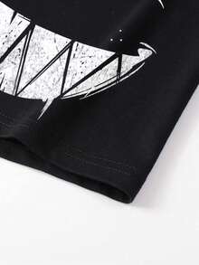 Men's Gothic Face Print Round Neck Short Sleeve Casual T-Shirt, Summer - Purple - View 4