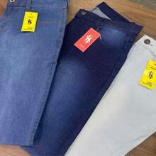 Kit 3 Jeans PLUS SIZE Medium Dark Light Men's Laicra Slim Basic Casual Premium Direct From The Factory With Elastane - 淺色水洗藍 - 查看 7