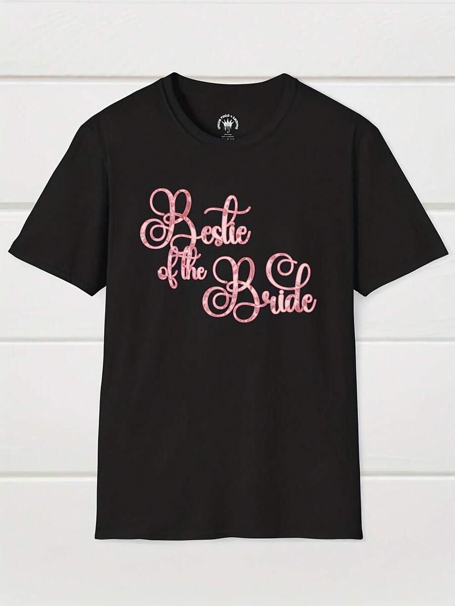 Bestie Of The Bride T-Shirt Pink Bridal Party Tee - Style 7 - View 1