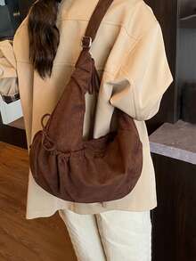 2025 New Vintage Suede Large Capacity Handbag, Versatile Shoulder Bag, Fashionable & Lightweight Crossbody Dumpling Bag