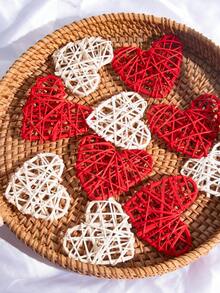 10个天然藤条心形球 DIY工艺花瓶填充物悬挂球装饰品，适用于婚礼、生日、情人节派对装饰 - 彩色 - 查看 2