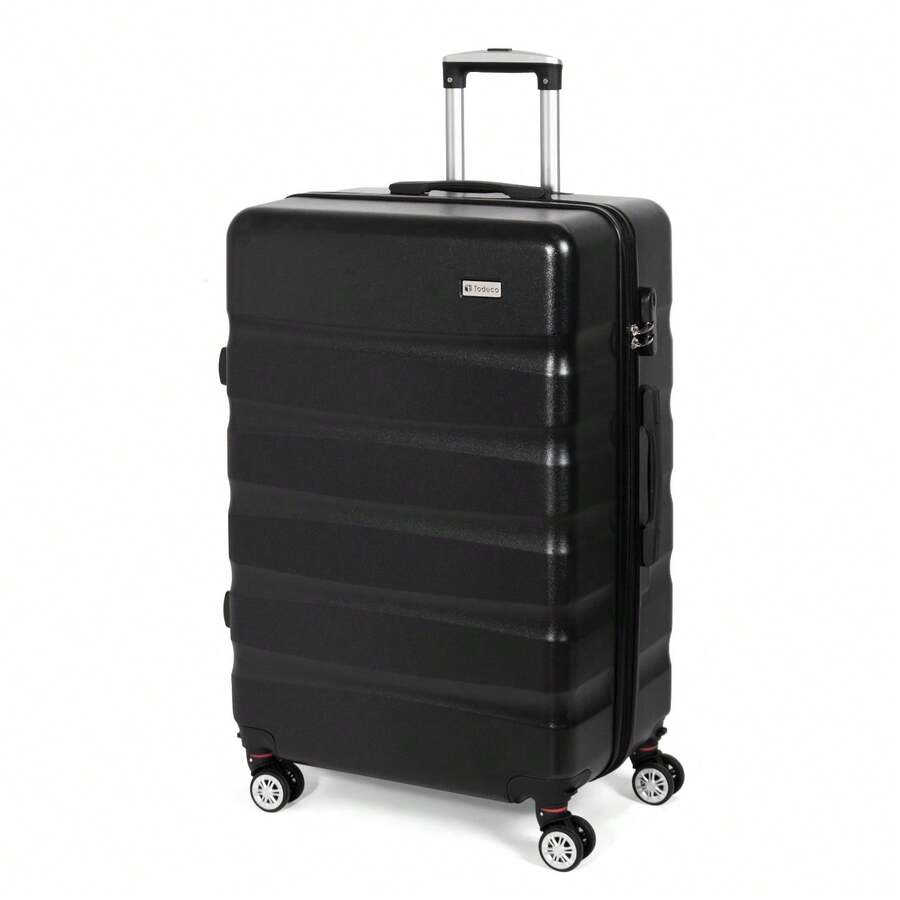 Todeco Travel Suitcases, Large 78cm Suitcase, Travel Trolley, Rigid And Lightweight ABS + PC Travel Suitcase With Telescopic Handle, 4 Double Wheels, 78 X 51 X 28 Cm, Durable, Travel Luggage - Black - View 1