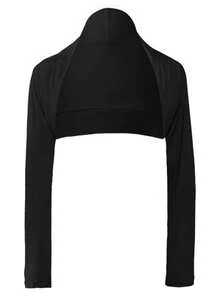 Daydance Elegant Ballet Tops Long Sleeve Dance Shawl Athletics Practise Training Wrap Coat Woman Shirt Black Adults Dance Costumes - Black - View 5