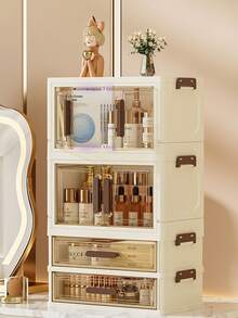 Großer Milchweißer Luxus Acryl Make-up Organizer Box, Mehrstöckige Schubladen + Obere Ablage, Staubdichte Transparente Kosmetik Aufbewahrungsbox, Exquisite Aufbewahrung für den Schreibtisch