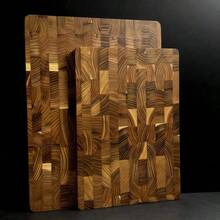 MIYORK Tábua de corte de madeira maciça de teca selecionada de alta qualidade (1 peça), resistente e adequada para alimentos cozidos, carne, pão, queijo, uso na cozinha e ao ar livre. Superfície para contato com alimentos. Acabamento artesanal com textura natural. - Tábua de corte de madeira natural - Tábua de corte de teca - Ver 5