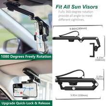New 1080° Multi-Function Sun Visor Universal 360 Degree Rotating Phone Holder Suitable For Any Scene Car Holder - Rotatable And Retractable - 黑色 - 查看 6