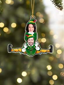 Customized 2025 Christmas Family Acrylic Photo Ornament, Customize Photo,Funny Green Family Christmas Tree Photo Ornament,1st Christmas Together, Family Ornament, Custom Family Photo Tree Ornament