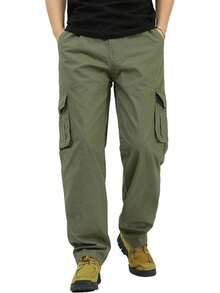 XINTM Men's Cotton Work Pants, Baggy Cargo Pants, Rip-Resistant, Multiple Pockets, Stretch, For Work, Hiking - 灰色 - 查看 12
