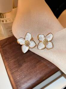 10对装奢华可爱仿珍珠花朵水晶水钻几何吊坠耳环，优雅百搭耳环套装，时尚首饰，派对、婚礼、日常佩戴的最佳礼物，随机OPP袋包装 - 10對(隨機出貨) - 查看 6