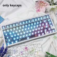 Juego completo de 123 teclas con diseño de arcoíris / Arknights / líneas de graffiti, teclas transparentes, altura original del fabricante, compatible con diseños de teclado de 61/64/75/87/98/104