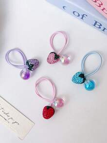 4pcs/2pcs Colorful Crystal Strawberry Hair Scrunchies, Fruit Elastic Hair Bands, Cute Candy Color Hair Ties, High Elasticity Ponytail Holders, Damage-Free Hair Accessories, For Daily Use, Hair Scrunchies, Hair Ties ,Hair Rope ,Hair Elastics ,Hair Rubber Bands