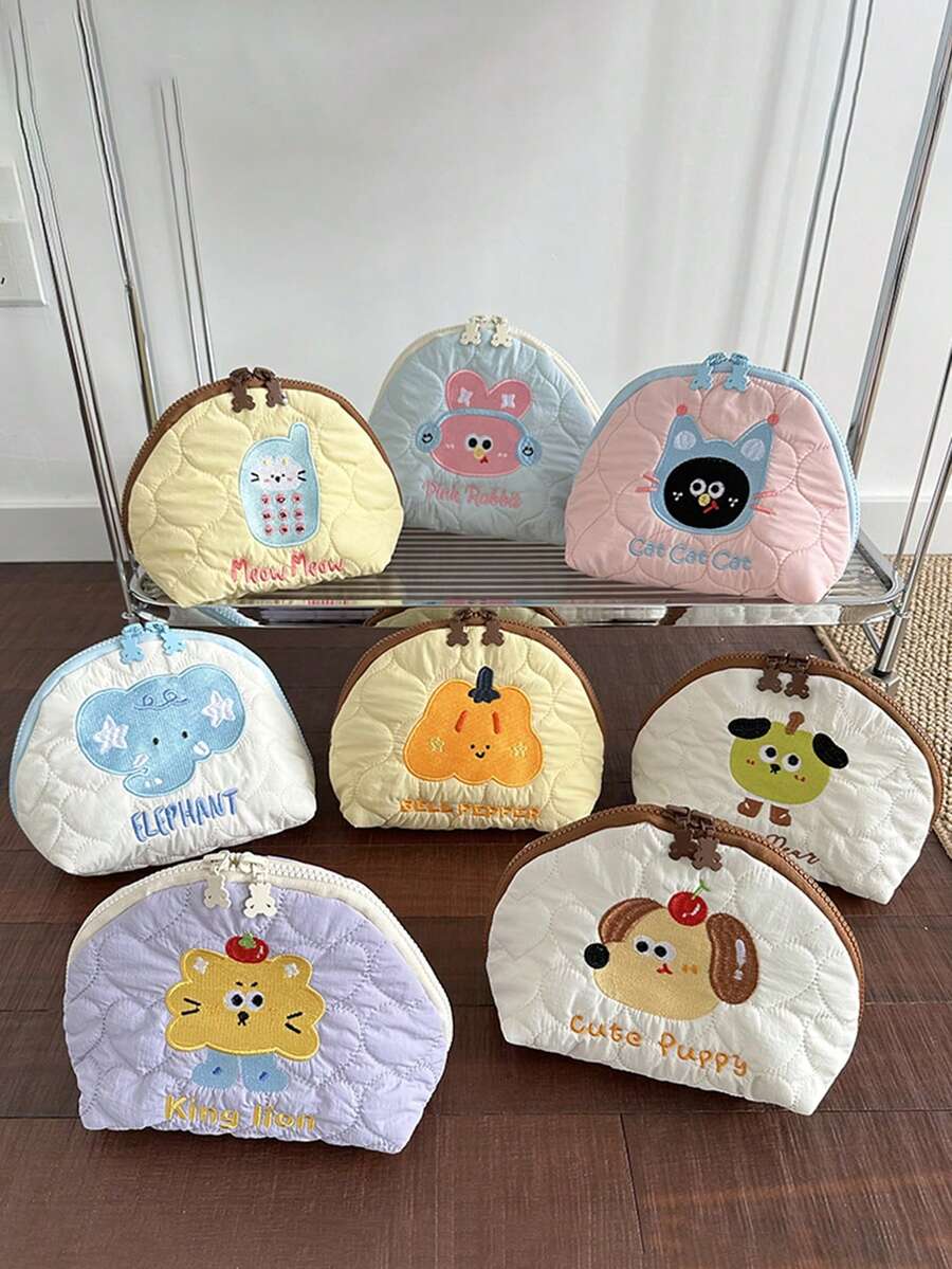 1个尼龙拉链时尚卡通迷你撞色韩版化妆包，外观时尚便携手提包，旅行收纳洗漱包，适合度假、海滩、音乐节等场合，也适合海滩度假、旅行、购物等各种场合。 - 卡通化妝包 - 查看 1