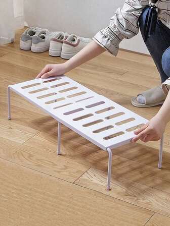 1pc/2pcs Solid Color Detachable Expandable Shoe Rack, Plastic Shoe & Slipper Storage Organizer, Space Saving, Suitable For Kitchen, Living Room, Dorm. Can Be Placed In Entryway, Under Bed, Bathroom, Closet. Reinforced Expandable Shoe Rack.