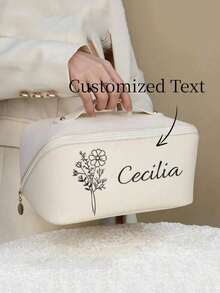 Customized Women's Portable Travel Makeup Bag With Compartments, Makeup Brushes Bag, Waterproof Pu Cosmetic Bag For Outdoor & Vacation, Khaki , Makeup Bag Makeup Pouch Skincare Bag Toiletry Bag School Supplies Travel Essentials Make Up Bag Holiday Essentials Makeup Bags Makeup Organizer Holiday Winter Gifts For Women Make Up Organizer Makeup Storage - Multicolor - View 16