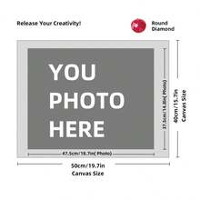 Kit di pittura a diamante personalizzata su misura per adulti, fai da te 5D, arte con punti a forma rotonda/quadrata, con foto, testo e disegno personalizzato, in varie dimensioni (20x25cm), decorazione personalizzata per la casa (Punti rotondi, 30x40cm), kit per adulti, decorazione con pittura a diamanti 5D