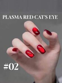 Miss Comoy 15ML 宝石牛血红猫眼指甲油，2026秋冬新品持久白色新年水晶闪粉猫眼凝胶指甲油（红色） - 彩色 - 查看 3