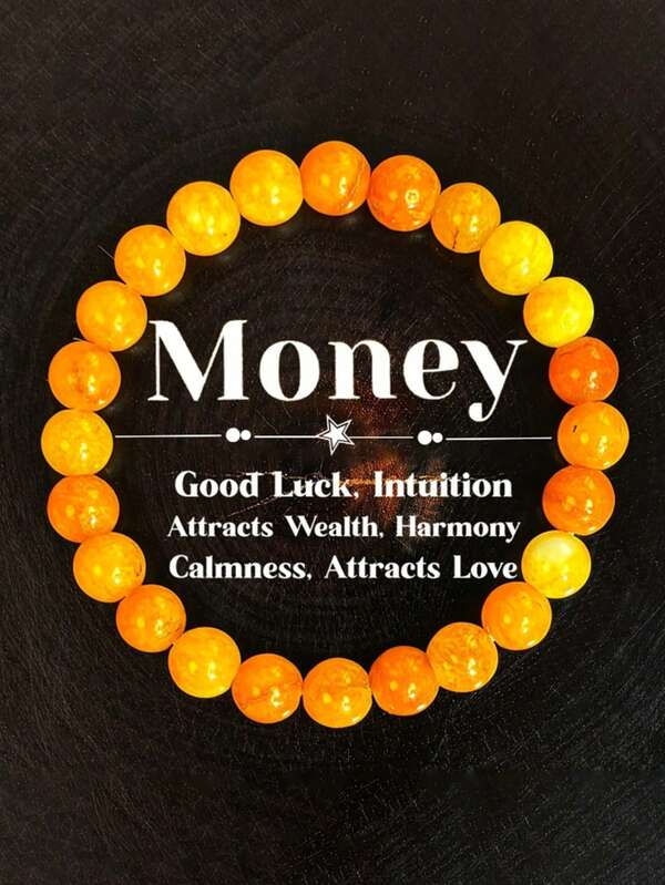 1 Pc Yellow Jade Bracelet For Women & Men - Wealth & Prosperity Symbol, Attraction Love Positive, Unisex Jewelry Gift For Daily Wear