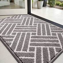 Sour Lemon 1 Piece Durable European Minimalist Doormat - Indoor/Outdoor Mat Doormat, Non-Slip & Washable Dirt Trapper Mat, Highly Absorbent Doormat For Entrance & Front Door, Dog, Kitchen, Patio, Hallway, Garden - Gray Lines - View 1