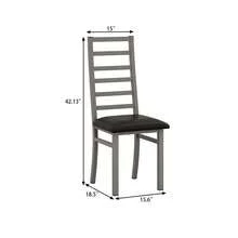 Set Of 2 Metal Dining Chairs, Steel Legs And PU Leather Seats, High Back Armless Dining Chairs, For Kitchen, Living Room, Black - Grey + 2Seat - View 2
