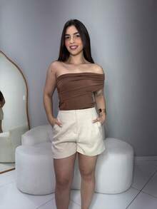 Women's Suplex Polyamide One Shoulder Bodysuit - Sexy, Modern & Elegant Tropical Casual Elegant Sensual Coated Fabric Summer Foreign Fashion 2025 Holiday Office Travel Wedding - 鏽棕色 - 查看 1