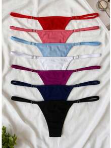 Kit 10 Women's Thong Panties With Adjustable Straps Microfiber Comfortable Low Waist Elegant Lingerie Intimate Fashion - 彩色 - 查看 2