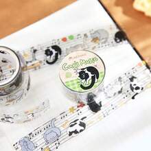 1 Rolle/Tüte Klebeband, süße Haustier Musiknoten Serie, niedlicher Katzen- und Hunde-Musiknotations-Themen PET-KlebebaSammelalbumbook-Zubehör und Notizbuch-Accessoires, zum Dekorieren von Fotorahmen, Computer- und Handyhüllen, Wasserbechern, Zeitschriften, Federmäppchen, Büro-Dekoaufkleber, Schulanfang-Saison Aufkleber, Schulmaterial