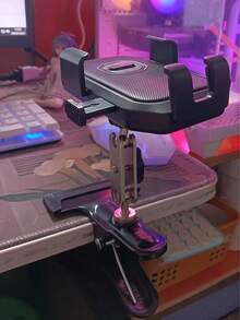 1 pieza Soporte de escritorio para teléfono con abrazadera universal y cabezal esférico, de metal, para transmisión en vivo perezosa, de 360 grados, para mesita de noche