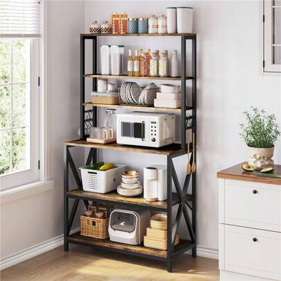 Butterslay 1PC 6-Tier Kitchen Baker's Rack Microwave Oven Stand Cart With Storage For Kitchen