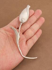 1 pezzo Spilla di gioielleria in lega di colore oro e argento a forma di grande fiore di tulipano, adatta per l'uso quotidiano delle donne