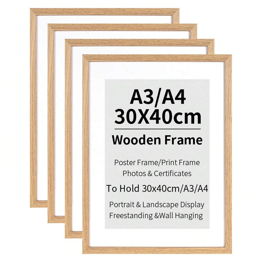 1/3 khung ảnh đen khổ A4, A3, 12*16in/30*40cm, có thể đựng ảnh khổ 30*40cm, phong cách tối giản, chất liệu nhẹ, thích hợp trang trí phòng ngủ, phòng học, hành lang, khung chứng chỉ khổ A3, A4 - Màu gỗ - Xem 1