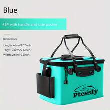 1pc Portable Foldable EVA Fishing Bucket, Collapsible Fishing Bucket, Live Fish Box, Camping Water Container, Fishing Tackle Storage Bag, Multi-Functional Folding Fishing Bucket (Air Pump Not Included) - Mint Green - View 6