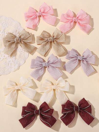 2 sztuki/zestaw spinek do włosów w jednolitym kolorze z kokardką, minimalistyczne, kwiatowe ozdoby do włosów dla dziewczynek, modne spinki do kucyka