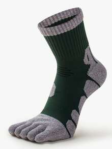 3 Pairs Men's Thick Terry Cushion Toe Socks, Professional Sports Compression Socks For Outdoor Fitness Running, Autumn/Winter Mid-Calf Cotton Socks - Multicolor - View 9