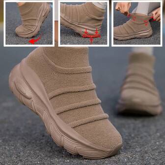 FIREQUEEN 2025 New Women's Khaki Thick Sole Comfortable Shoes, Warm Thermal Lining, Simple & Fashionable Slip-On Snow Boots For Autumn/Winter