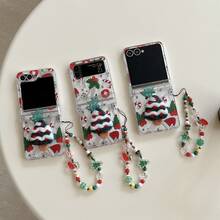 新款时尚圣诞折叠手机壳，带链条，兼容三星 Galaxy Z Flip3 5G/Galaxy Z Flip 4 5G/Galaxy Z Flip 5 5G/Galaxy Z Flip 6 5G/Galaxy Z Flip 7 5G，时尚圣诞树和圣诞帽设计，是送给女性的绝佳圣诞礼物。 - 彩色 - 查看 4