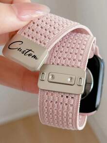 [Customized] Personalized Custom Name Y2k Cute Nylon Stripe Magnetic Breathable Strap Compatible With Watch Band Ultra S11 S1042mm 46mm 49 41 45 42 40 44mm Elasticity Band Compatible With Iwatch S11 10 9 8 SE 7 6 5 4 3 2 1 - A - View 6