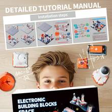 SCIENCE HORSE 多功能科学启蒙宇航员电子科学实验 STEAM 教育玩具/教育科普玩具 - 宇航员灯与摇摆+悬浮球泡泡机+火箭发射器+警示灯+雷达旋转+行星灯+航天器发射，电子积木，送给男孩和女孩的完美圣诞礼物 - 混合色 - 查看 8