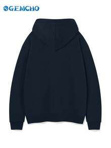 GEMCHO Women's Casual Loose Open Front Drawstring Hooded Sweatshirt Jacket With Pockets, Suitable For Daily Commute/Casual Outings/Home/Workout, Warm And Comfortable - Autumn/Winter - Navy Blue - View 5