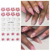Nail Art Stickers Decals 5D Embossed Flower Nail Decals Self Adhesive Spring Summer Plumeria Tulip Supplies 3D Nails Design For Women Decoration Pink Flower Nails Sticker{Inchcolor_nameinch:InchColorful-12inch} - 彩色-12 - 查看 6