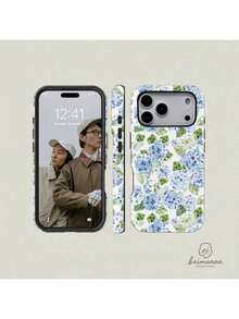 Blue Hydrangea Girly Aesthetic Summer Spring Flowers Fashion Cute 2 In 1 Phone Case With Durable, Shock Absorbing And Stylish Design. Compatible With Iphone 11, 12, 13, 14, 15 16 17 Pro Max And Pro Plus Series A Creatively Designed New Phone Case, Perfec,Suitable For IPhone 17 Air - 白色1 - 查看 6