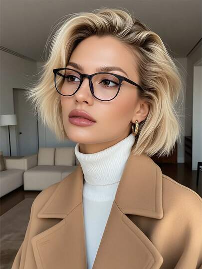 Unisex Computer/Gaming/TV/Phone Glasses With Cat Eye Plastic Frame, Reduce Eye Fatigueue Light, Fashion Optical Glasses