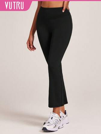 VUTRU 女士高腰喇叭七分裤，瑜伽/跑步/健身紧身裤
