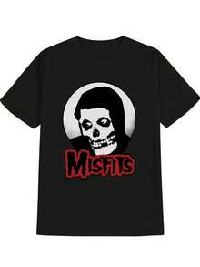 Men's Misfits Graphic T-Shirt - Black Casual Crew Neck Tee With Skull Print. Short Sve Summer Shirt. Perfect Gift For Men - 黑色 - 查看 1