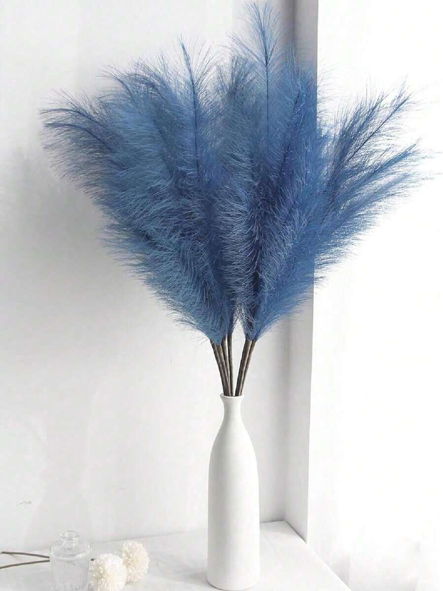10/20/30/50 Stücke künstliches Schilfgras Boho Deko Faux Pampasgras groß und flauschig, künstliche Fake Blume Rohrkolben Schilfgras als Vase Füllung, Bauernhaus Heim Küche Boho Dekoration, Raum, Hochzeit Party Deko (Königsblau), Valentinstag, Geschenk Geburtstag Abschluss, Künstliche Pflanzen