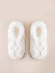 1双女士加厚保暖室内拖鞋袜，可爱、保暖、防滑、舒适，适合秋冬居家穿着