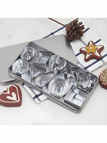 Precision Geometric Cookie Cutter Set, 30-Pack - Food- 430 Stainless Steel, Rust-Proof & Dishwasher  For Home And Commercial Baking​​​ - 銀色 - 查看 7