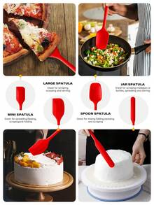 Set Peralatan Dapur Silikon 1/5 Buah, - Peralatan Masak Warna Macaron Nordik | Spatula, Pengikis, Kuas Kue, Pengoles Krim | Peralatan Karet Tahan Panas untuk Memanggang & Memasak | Aksesori Peralatan Masak Bertema Liburan, Non-Listrik - MultiWarna - View 4