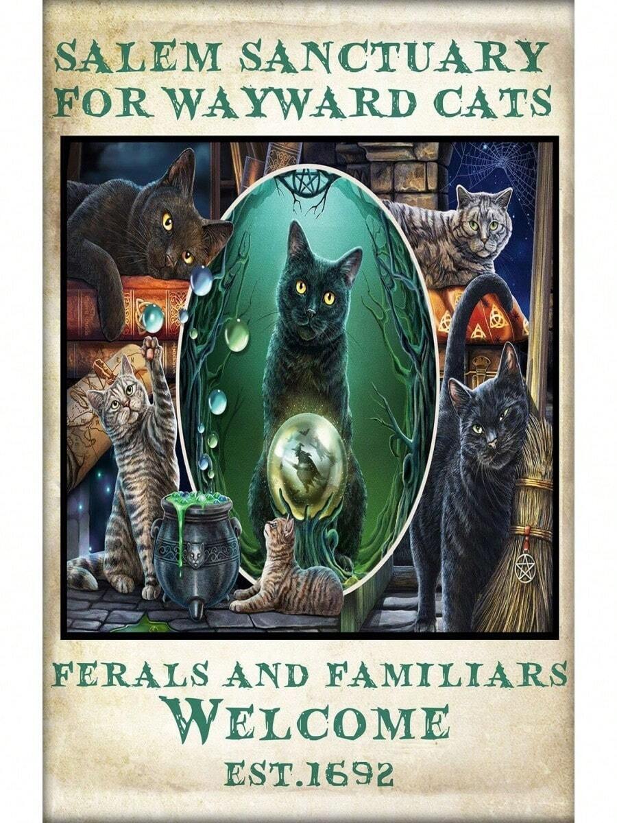 Vintage Tin Sign Black Cat Lovers Salem Sanctuary For Wayward Cats Ferals And Familiars Welcome 1692 Signs Witchcraft Halloween Living Decor Signs  Decorative Signs - màu đen - Xem 1