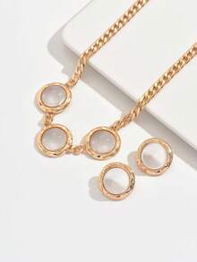 1 Set de Joyas de Collar y Aretes con Incrustaciones Acrílicas de Círculos Geométricos, Conjunto de Joyas de Estilo Metálico, Joyas Geométricas, Joyas de Uso Diario, Accesorios de Ropa, Regalo de Fiesta